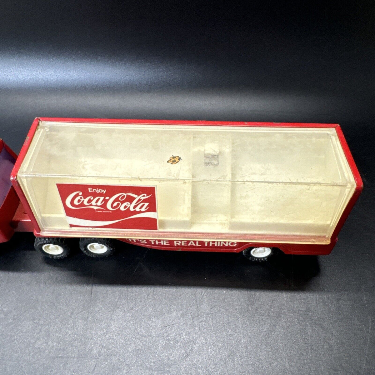 Vintage Buddy L Coca Cola Delivery Trucks,  Tractor Trailer Red Metal Coke Bottl