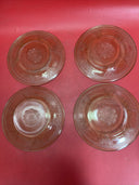 Vintage Floral Poinsettia Uranium Glass Green Depression Glass Plate Set of 4