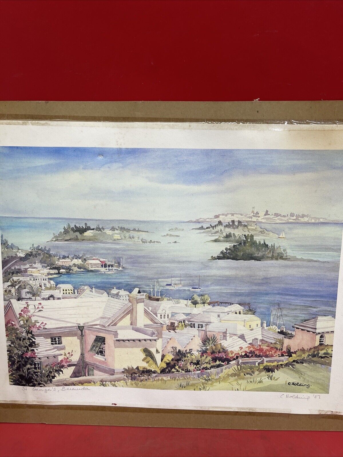 Carole Holding "St George's Bermuda" Color Lithograph- Signed 18”x14”