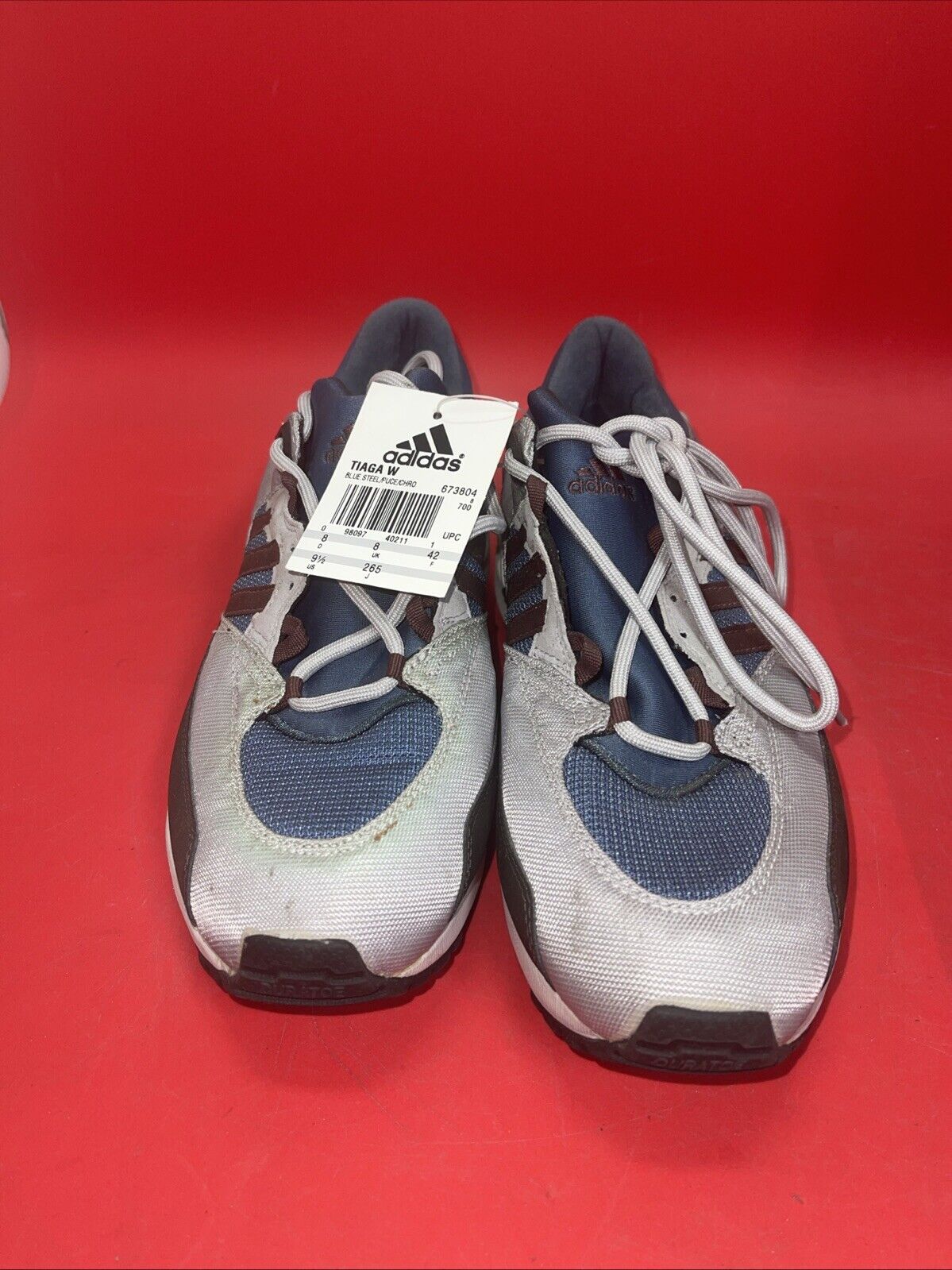 Adidas Womens Tiaga W Gray Blue Running Shoes Size 9.5