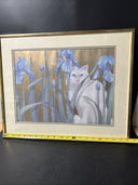 Vintage Elizabeth Brownd Cat Hiding Behind Irises Print