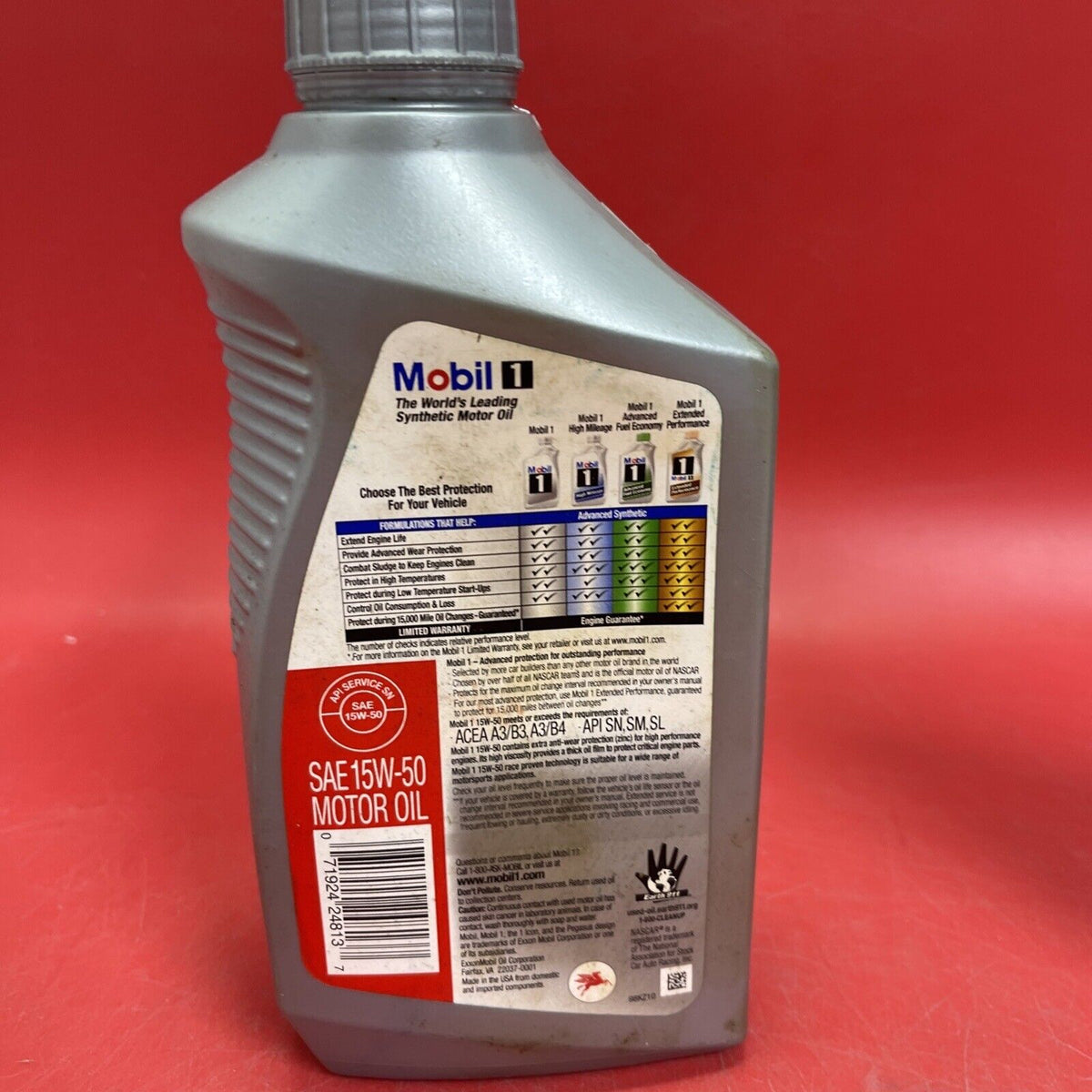 Mobil 1 122377-1 Full Synthetic Engine Oil 15W50 1 Quart Bottle Lot2
