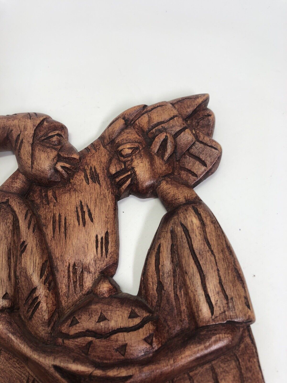 Vintage Hand Carved Unique,  Folk Art Shelf, Wooden