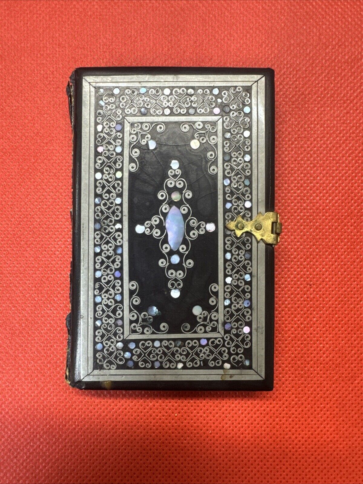 Antique Visiting Card Case with Inlay and Gilt Trim