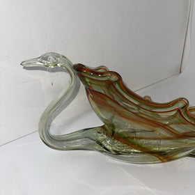 Vintage Large 20" Blown Art Glass Swan  Centerpiece Planter Bowl Dish