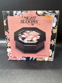 Vintage '91 Wood Jewelry Box Fabric covered Lid Props Open to show Mirror & Felt