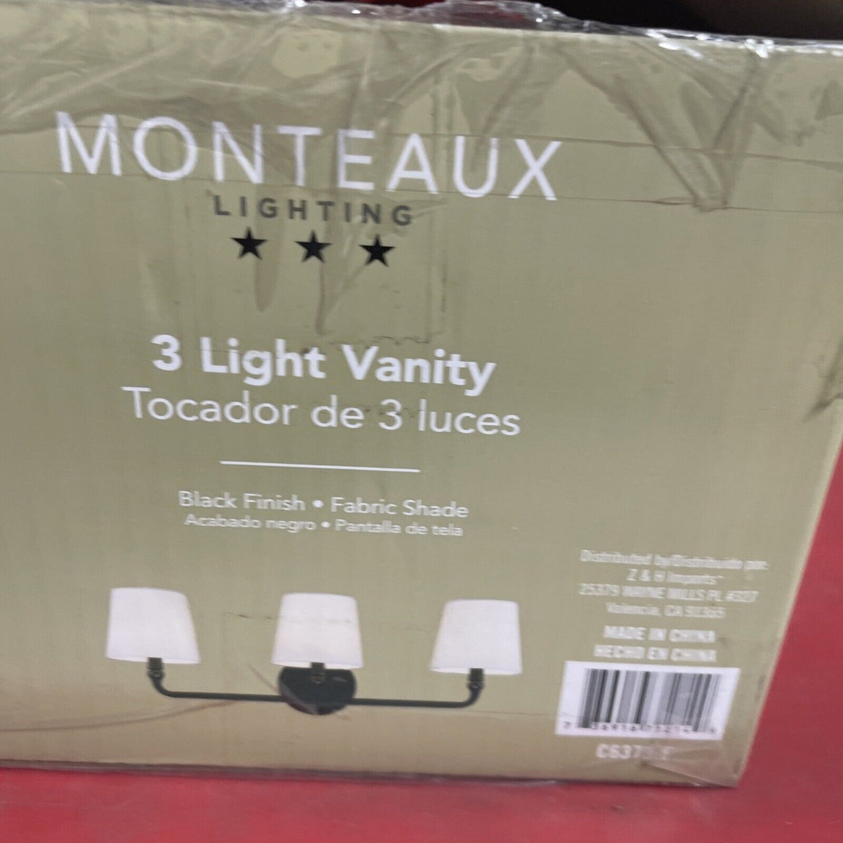 3-Light Black Bathroom Vanity Light Fixture with Fabric Shades