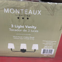 3-Light Black Bathroom Vanity Light Fixture with Fabric Shades