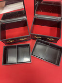Asian Faux Lacquer Small Jewelry Box w/ Interior Mirror & Red Velvet Lining Lot2