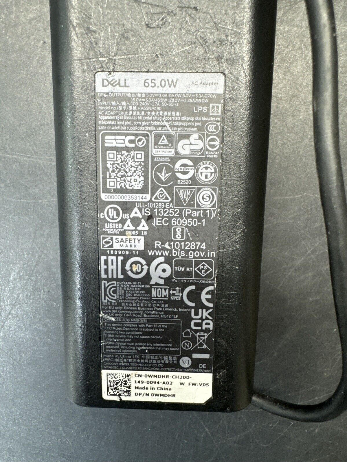 Dell WD19TB, 65W-AC Adapter, 65.0W Power Adapter/ Set Of 3