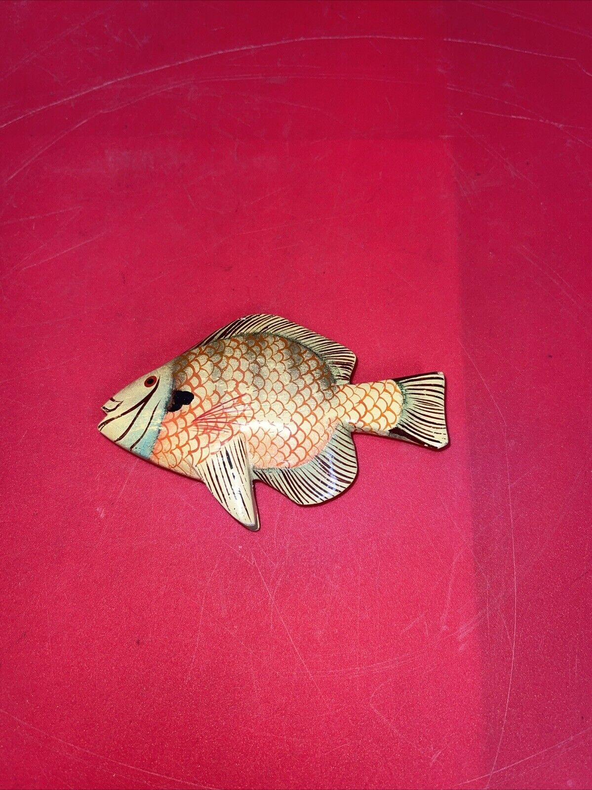Vintage hand painted wood carved tropical fish Lot 4