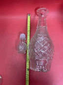 Anchor Hocking Wexford Diamond Decanter Set & 8 Stemmed Cordials Barware Liquor 