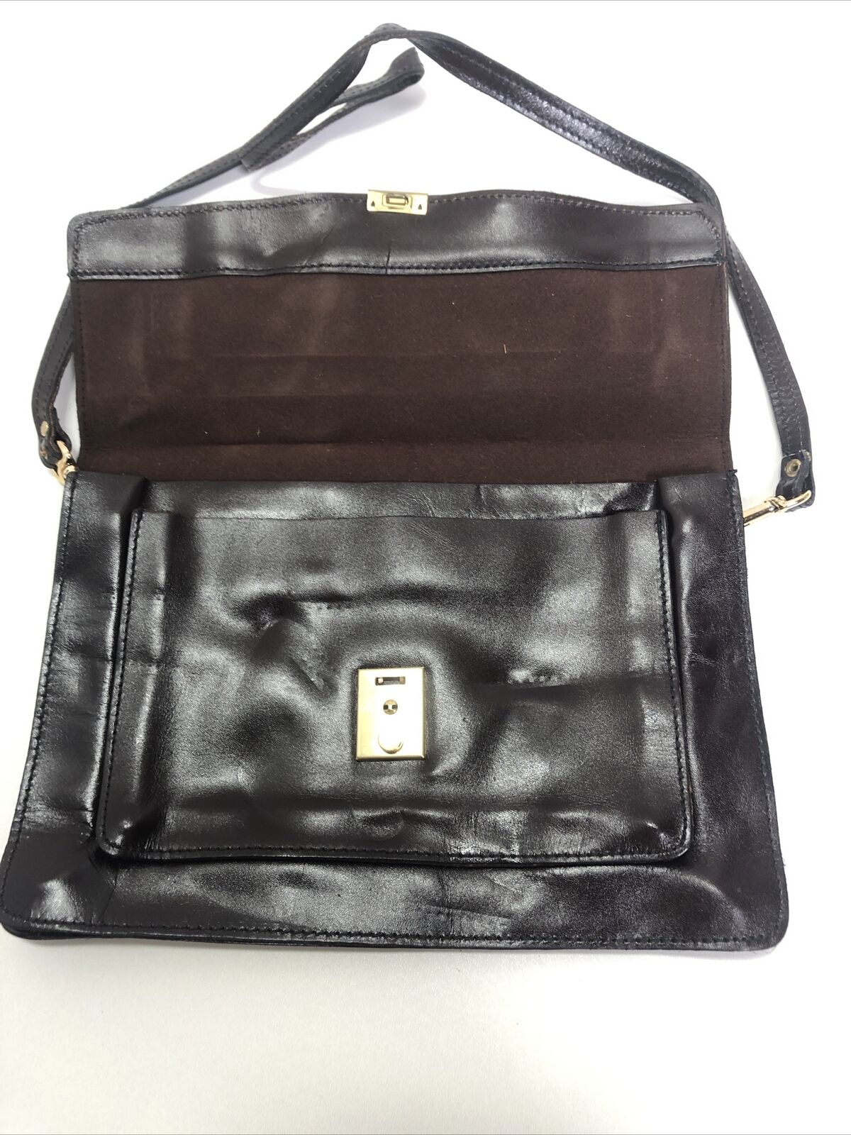 Liz Claiborne Black Faux Leather Baguette Purse 