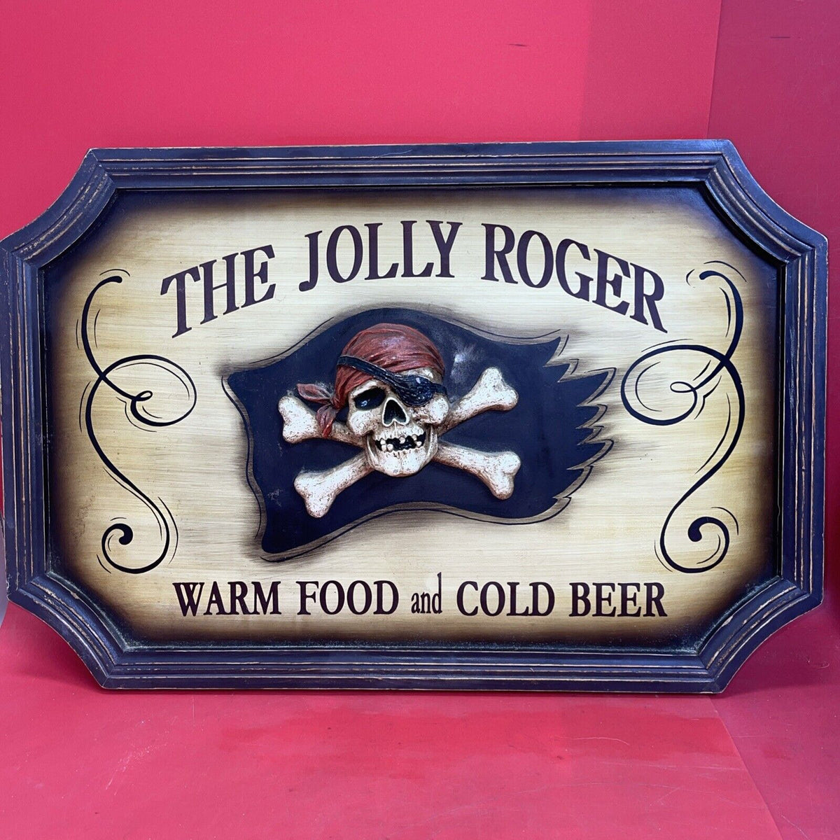 Vintage Beer Signboard ,,The Jolly Roger Warm Food and Cold Beer”