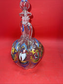 Vintage Italian Dutch Hand Painted Art Glass Decanter With Handles