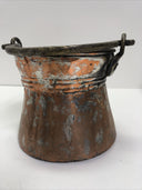 Vintage Copper Hanging Pot Handmade Cauldron Fire Cooking Primitive Metal Cook