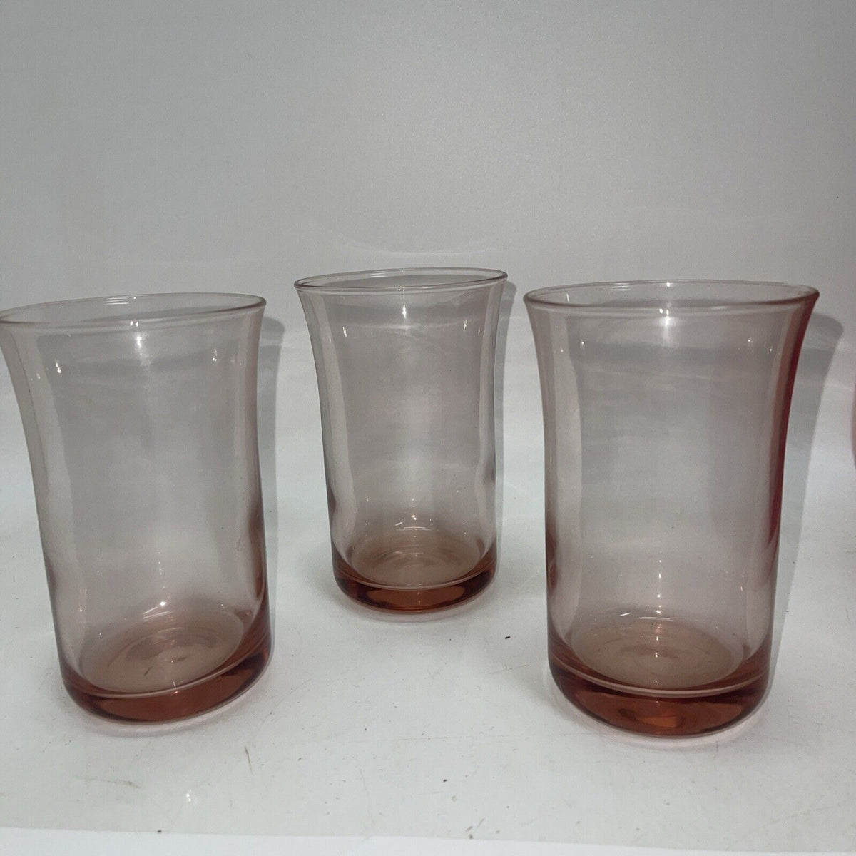 3 Pink Depression Glass Heavy Tumblers Tumblers Vintage ,No Chips 12 Oz