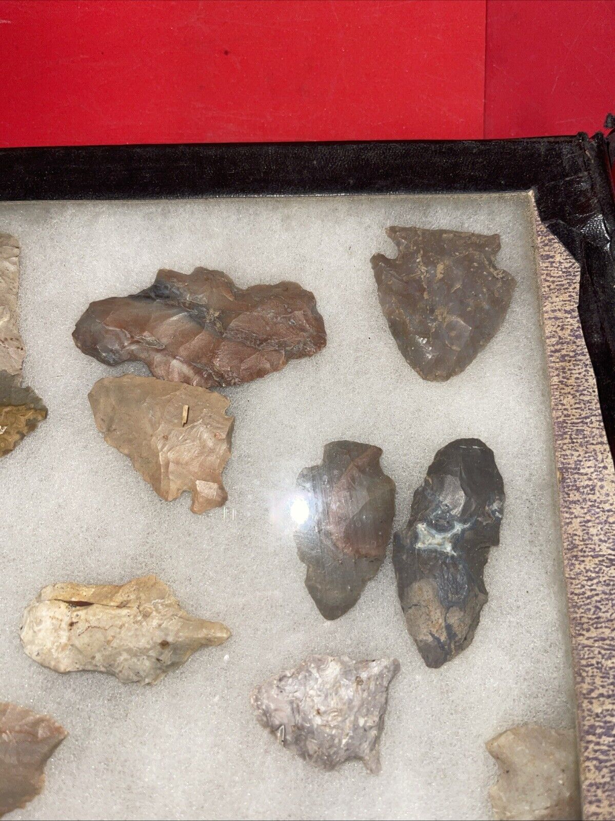 Native American Artifacts Lot 24 w/ Frame Arrowheads Collection 12”x8” Frame #4