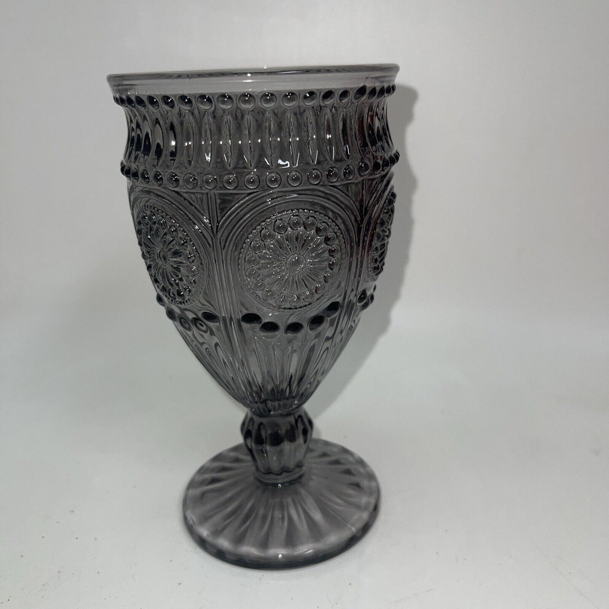 Weddingstar Vintage Inspired Pressed Glass Goblet, Black 10oz Lot 4