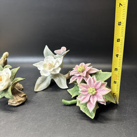 Vintage Collectible 3D Porcelain Flowers/ Lot Of 3