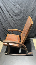 Vintage Rocking chair Peru Aztec Motif Embossed Leather & Wood