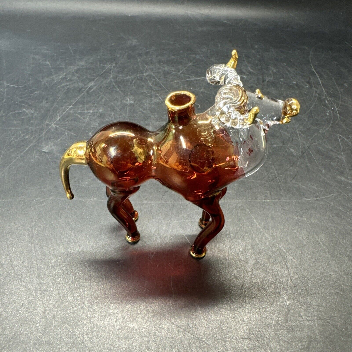 Vintage Hand Blown Glass Horse Perfume Bottles/ Lot Of 3