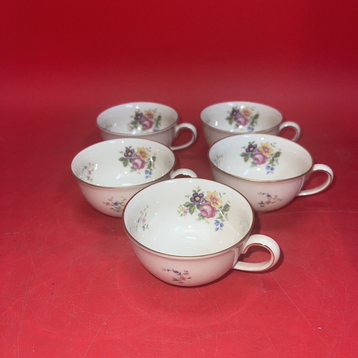 Vintage Johann Haviland Bavaria Germany 5 Cup, 5 Saucer & Sauce boat, Sugar bowl