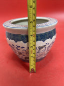 Vintage Pink And Blue Asian Chinoiserie Floral Planter Vase. 4.5” Tall 6” Wide