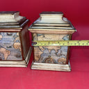 VTG Old World Map Cartography ceramic Canister Italy Lot 2