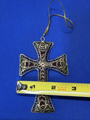 Vintage Plique a jour Cloisonne Wire Cross Pendant