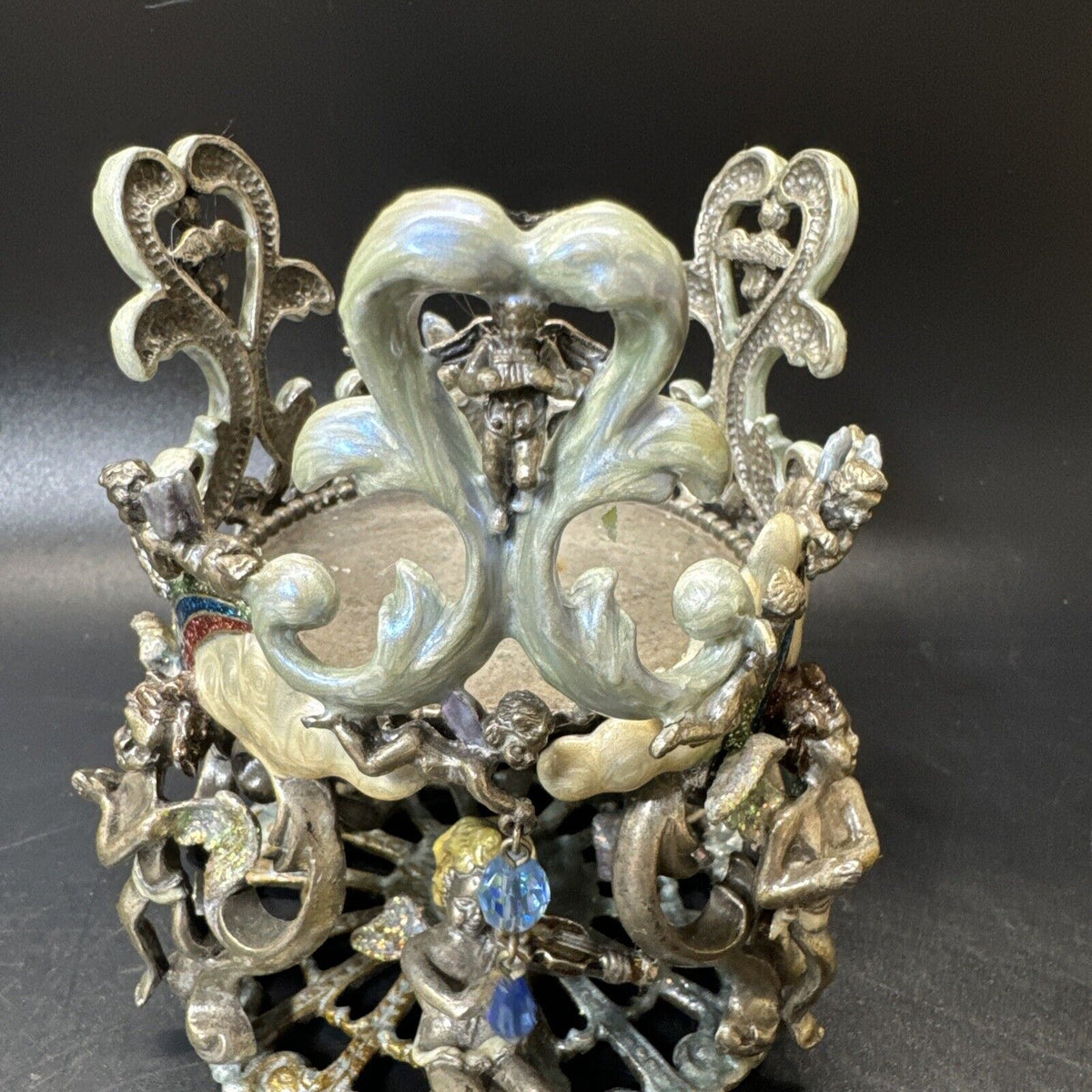Kirks Folly Secret Of The Seven Angels Wishing Candle Holder Antique Silver-Tone