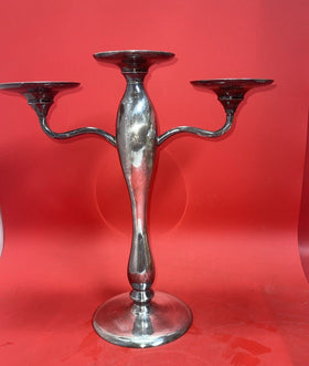 Pottery Barn Heavy Candelabra Taper Pilar Candle Holder 3 Arm Silver Color