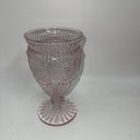 Weddingstar Vintage Inspired Pressed Glass Goblet, Clear-Pink  10oz Lot 4