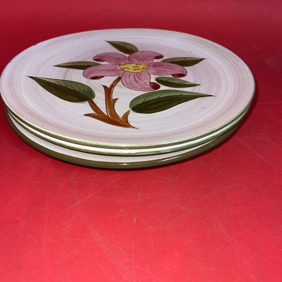 Stangl Pottery Prelude Lily Pattern 9 1/4" Round Floral Plates Set of 3