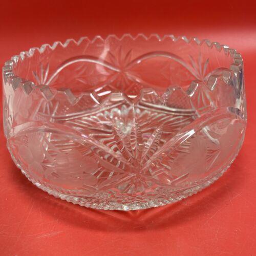 Vintage Crystal Sawtooth Edge Fan Serving Bowl