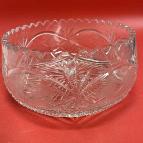 Vintage Crystal Sawtooth Edge Fan Serving Bowl