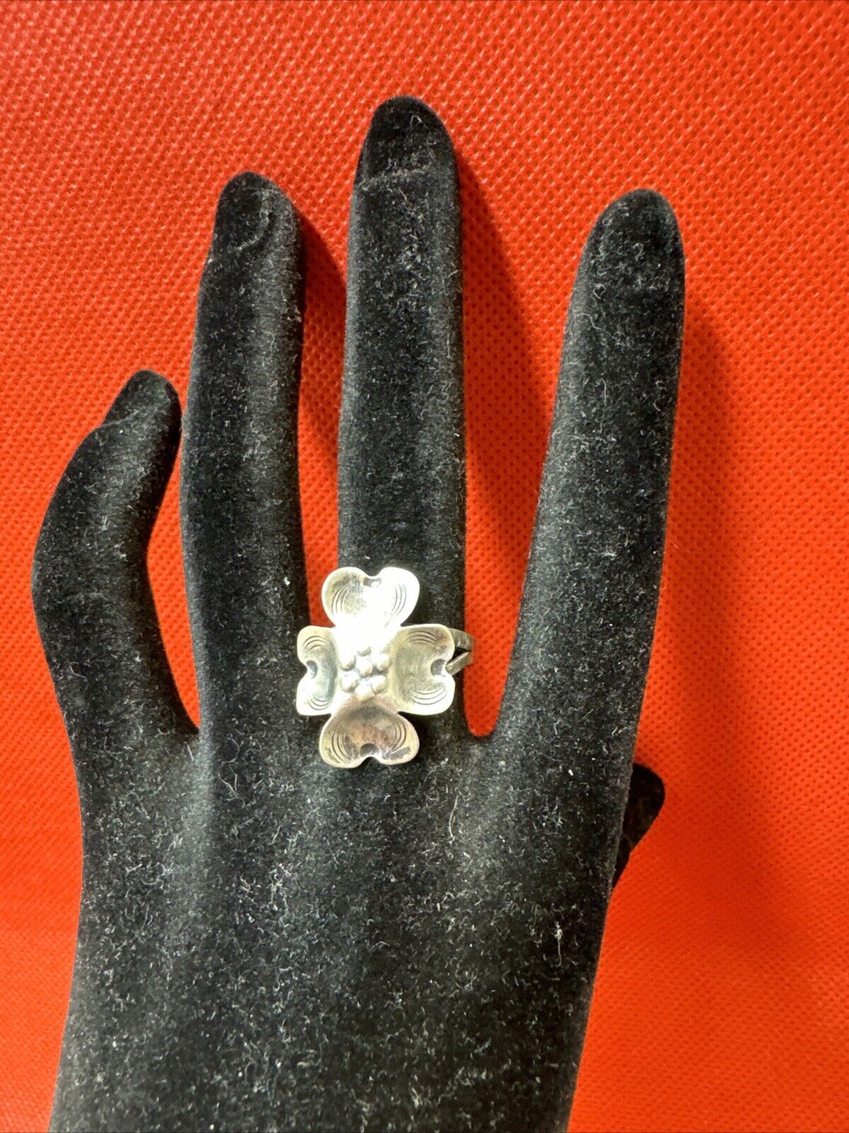 925 Sterling Silver Vintage Dogwood Flower Handmade Adjustable Ring