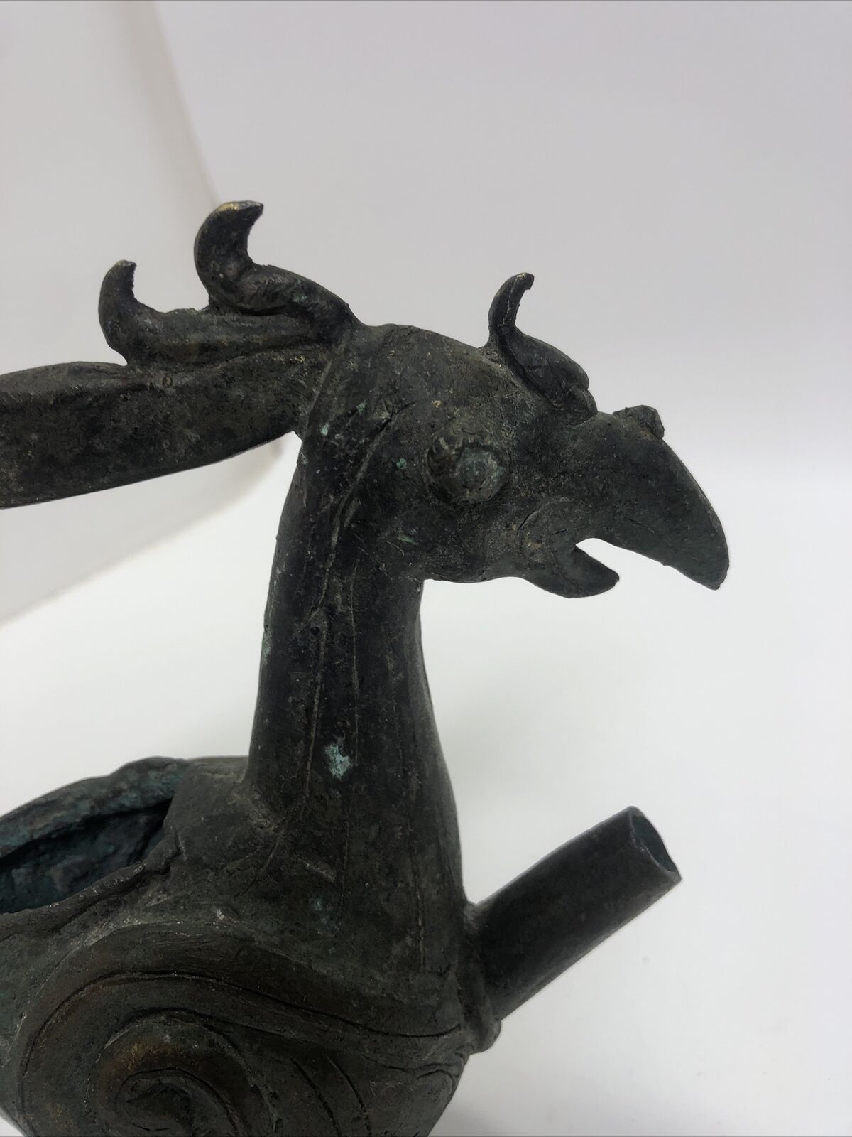 Ancient China Bronze Ware Dynasty Phoenix Bird Zun Wine Vessel Tea Pot
