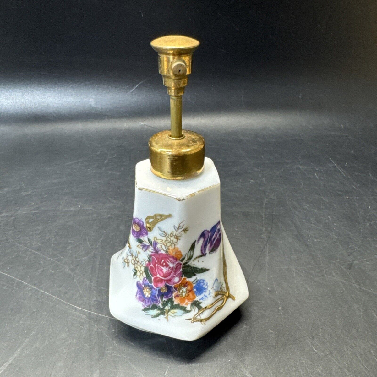Vintage Perfume Atomizer Bottles Floral Design/ Lot Of 3