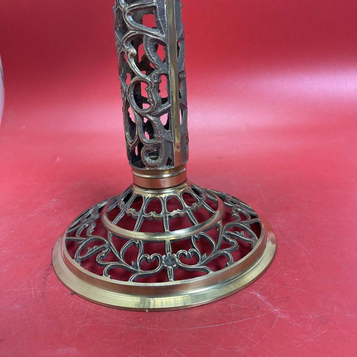 Vintage Brass Effect Metal Fretwork Plant Stand 17.5”