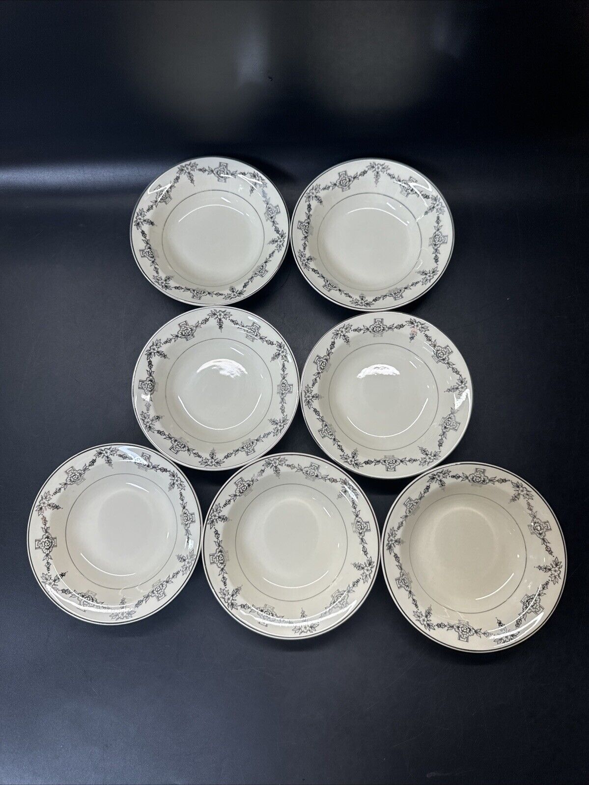 Vintage Taylor Smith & Taylor China with Platinum Trim 5.25" Fruit Bowls/lot 7