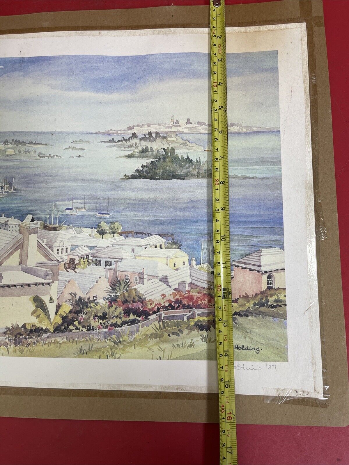 Carole Holding "St George's Bermuda" Color Lithograph- Signed 18”x14”