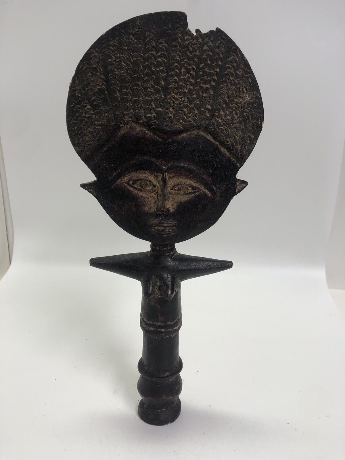 Vintage African Hand Carved Woman Statue.  Possibly Ghanaian.