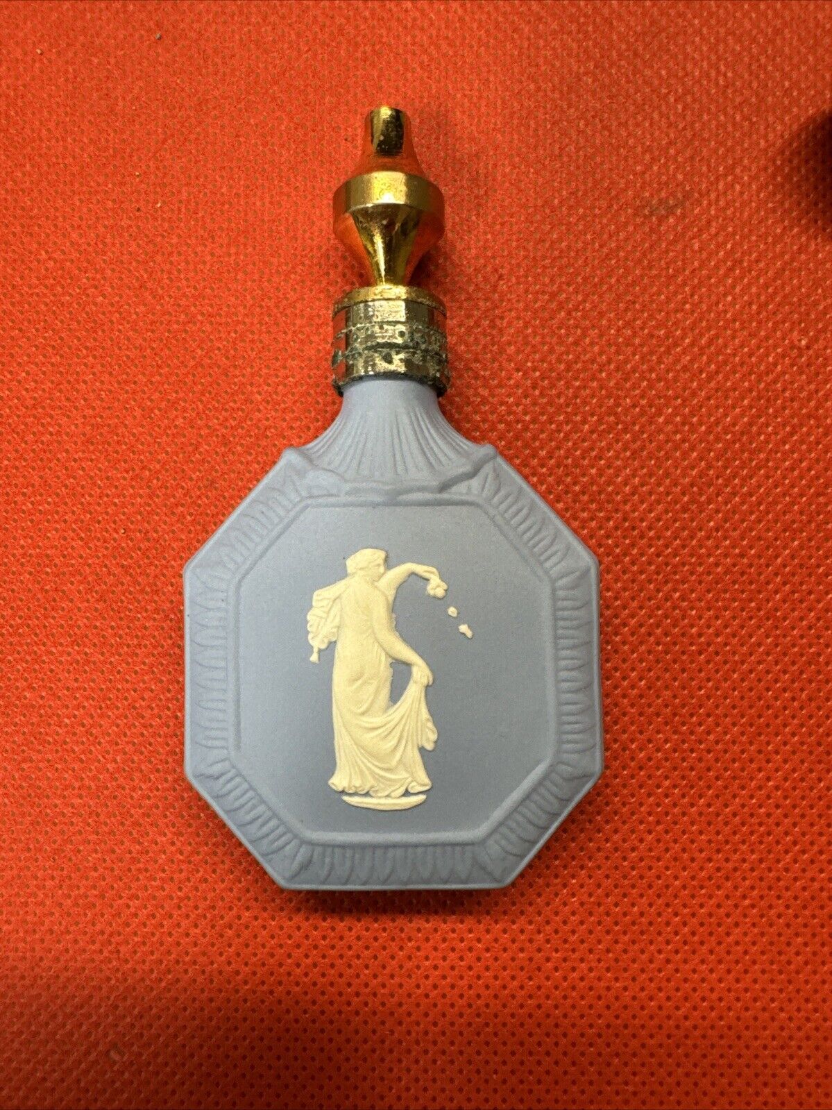 Vintage Wedgwood Blue Jasperware Perfume Bottle With Dipper Dancing Hours