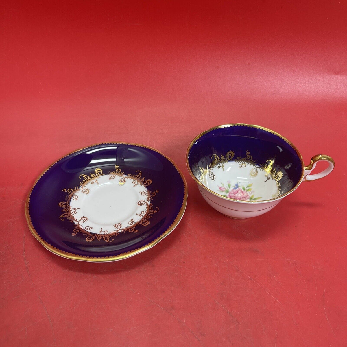 Vintage Aynsley Bone China Rose Bouquet Cup And Saucer England G.1515