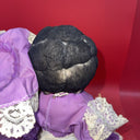 Vintage Fabric Cloth Small 12" Doll Toy Hand Painted Lace Dress Purple