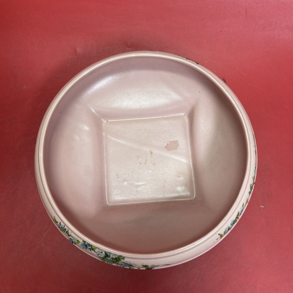 Abingdon USA Pottery Light Pink Salmon Planter Dish Bowl Marked Ceramic Round