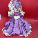 Vintage Fabric Cloth Small 12" Doll Toy Hand Painted Lace Dress Purple