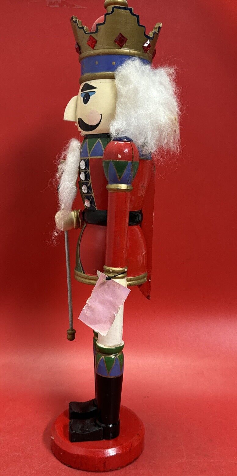 "BEDAZZLED 20" WOODEN NUTCRACKER SOLDIER w/ CROWN", holding Staff