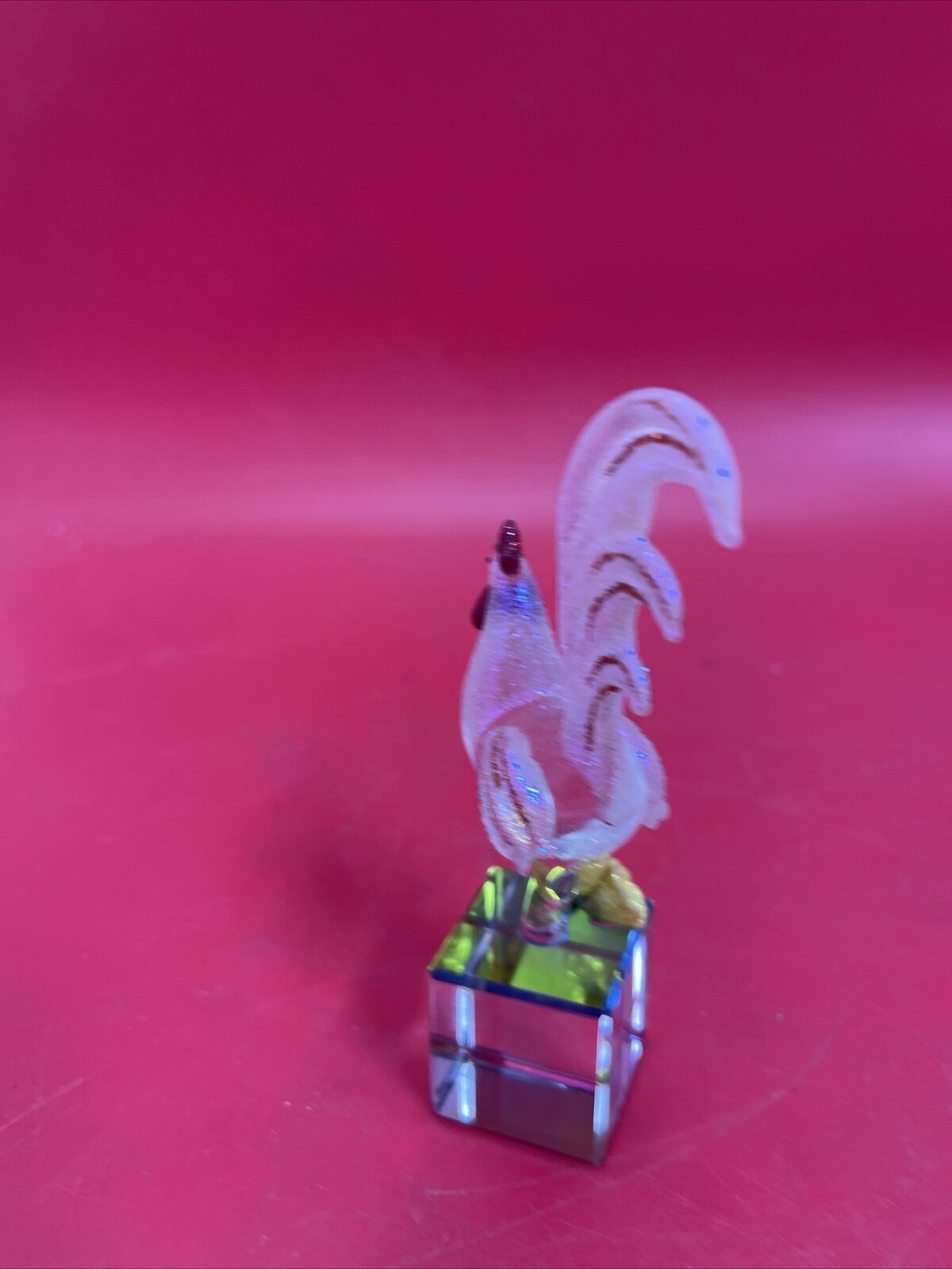 Vintage collectible transparent Rooster figurine